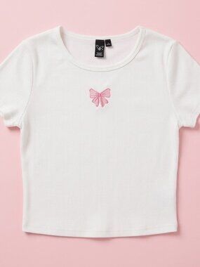 Windsor Pink Coquette Bow Cropped Tee